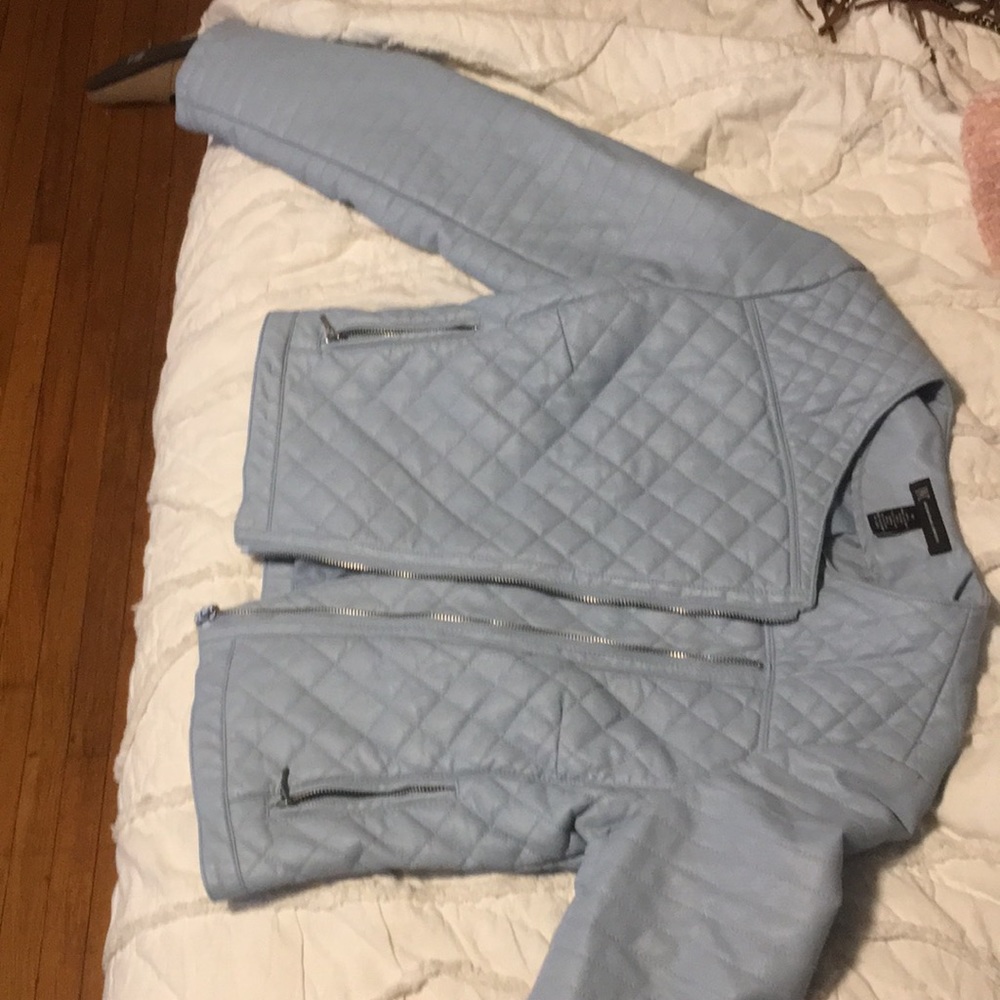 Light blue leather jacket i n c